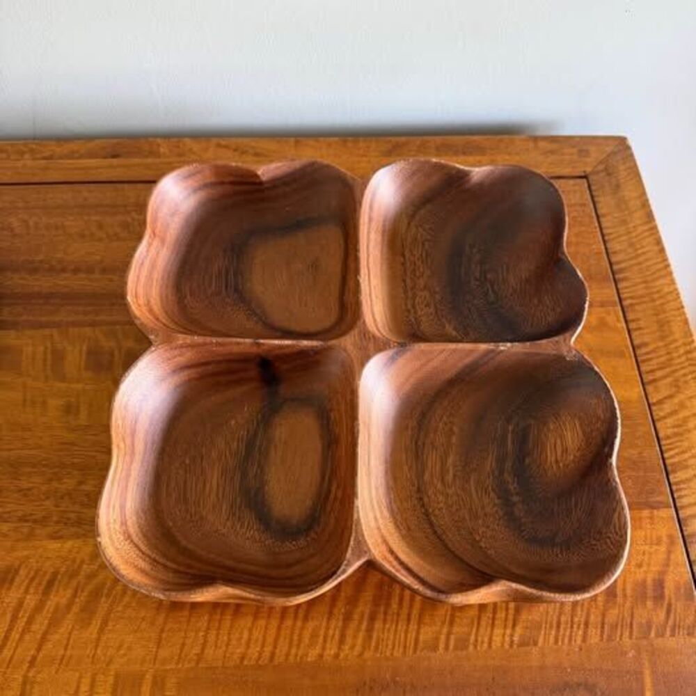 Vintage Pacific Merchants Acaciaware Monkeypod wood 4-Section Serving Tray